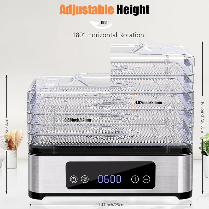 420W Food Dehydrator Machine 5 BPA-Free Trays Food Dryer for Jerky Herb Meat Beef Fruit Dog Treats