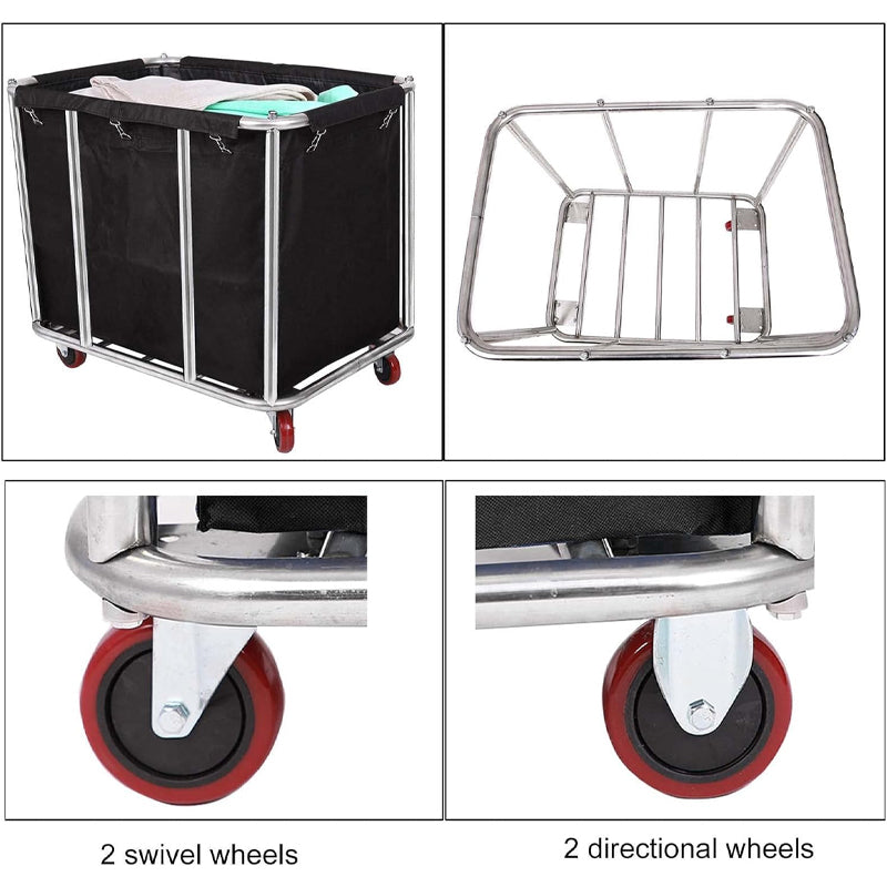 12 Bushel Stainless Steel Basket Truck 260 lbs Laundry Cart for Laundry Organizer and Storage