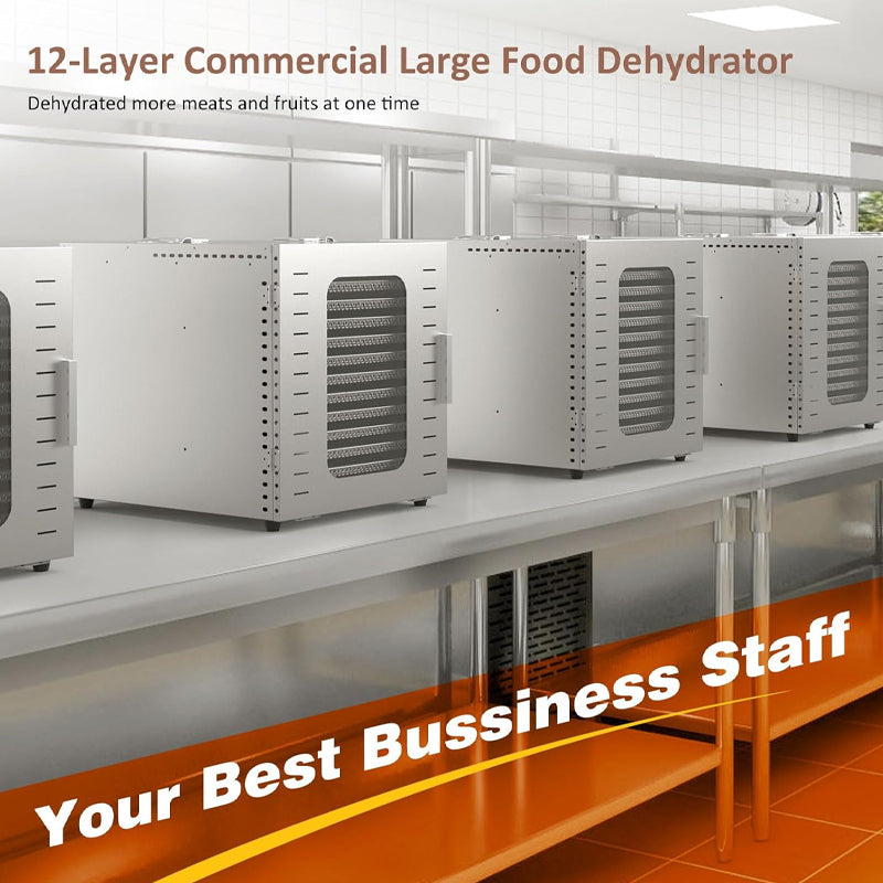 1200W Commercial Food Dehydrator Machine Full Stainless Steel Dryer Machine up to 190℉ Temperature