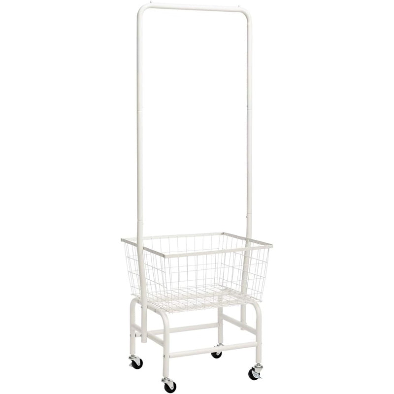 Wire Basket Truck Laundry Cart with Clothes Rack Metal Rolling Laundry Basket with Lockable Wheels