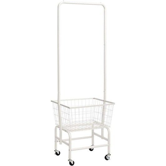 Wire Basket Truck Laundry Cart with Clothes Rack Metal Rolling Laundry Basket with Lockable Wheels