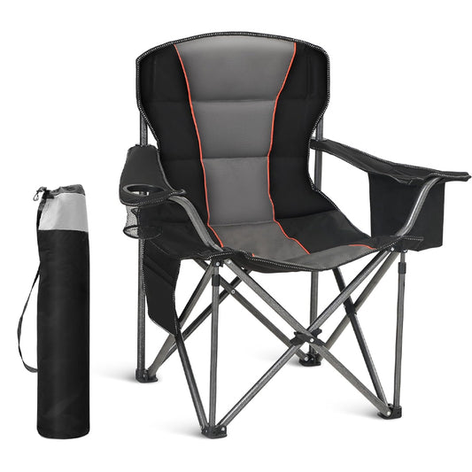 Folding Camping Chair 450 LBS Weight Capacity Outdoor Chair with Cup Holder Storage and Cooler Bag