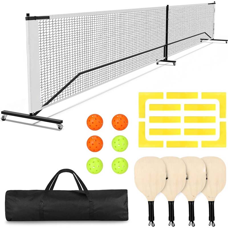 Portable Pickleball Net System, 22FT Regulation Size Net, Weather Resistant Steady Metal Frame & Strong PE Net, Outdoor Game Sports Net with Carrying Bag, Easy Setup