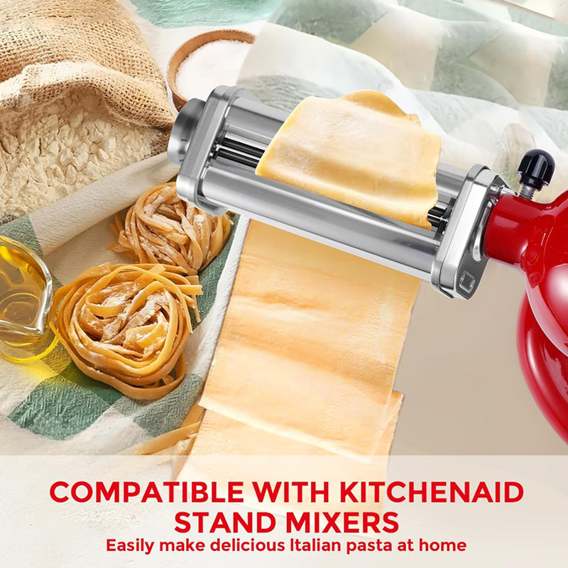 Pasta Attachment for KitchenAid Stand Mixer Stainless Steel Pasta Roller Attachment 8 Gears Adjustable