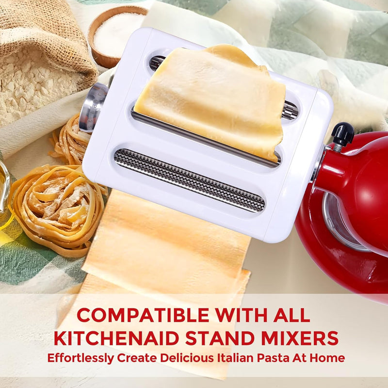 3-in-1 Pasta Maker Attachment for KitchenAid Stand Mixer 8 Adjustable Thickness Knob Pasta Maker