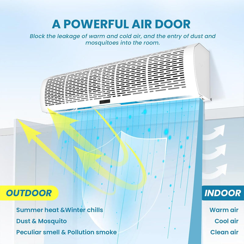 40'' Air Curtain 2 Speeds Adjustable 1527CFM Commercial Indoor Air Fan Low Noise Indoor Air Curtain