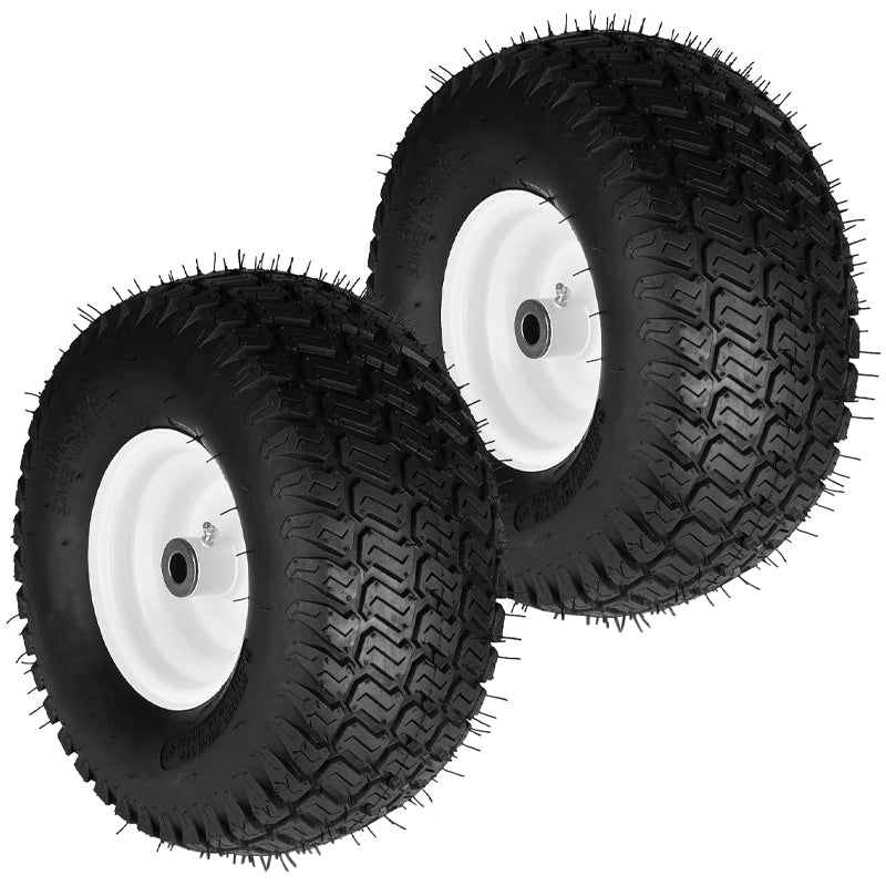 15x6-6" Lawn Mower Tires 2-Pack Pneumatic 4Ply Tubeless Turf Tire for Riding Mowers