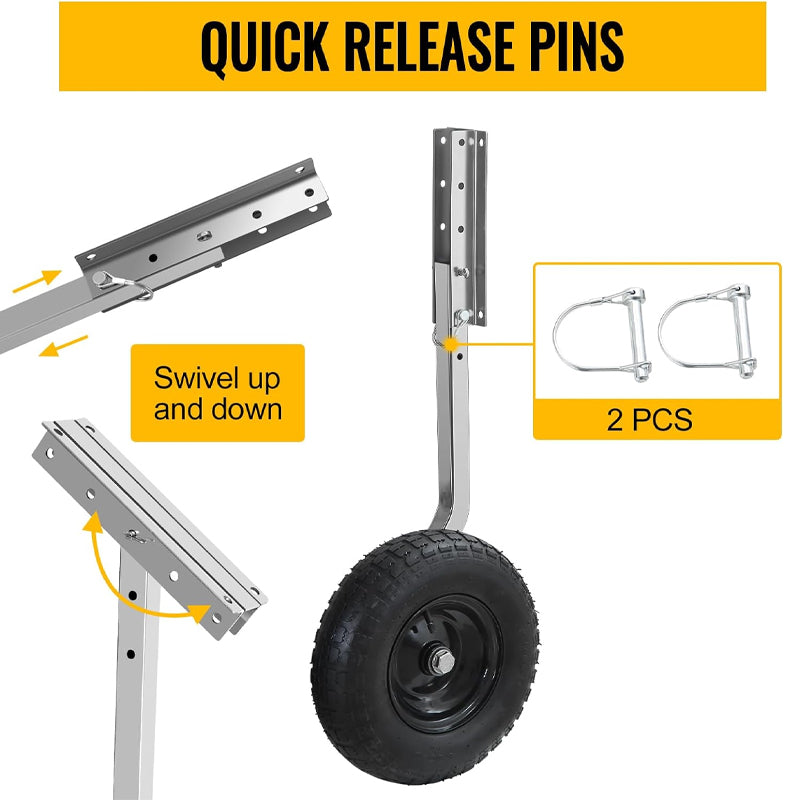 12" Boat Launching Wheels with 500lbs Load Capacity Aluminum Transom Launch Wheels