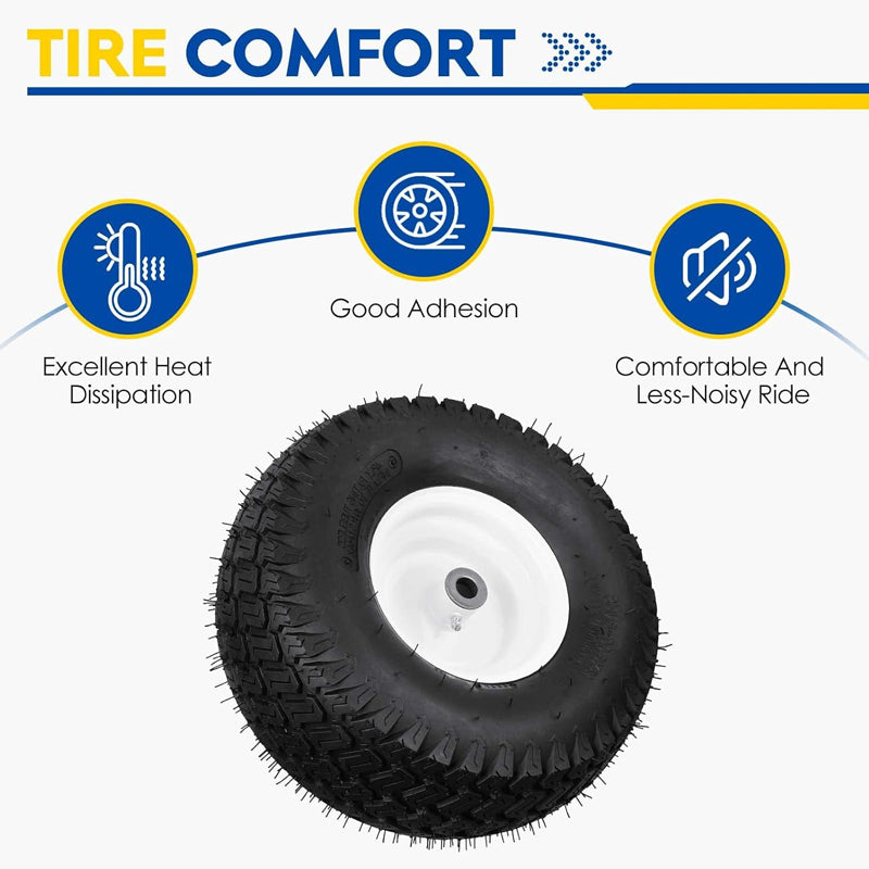 15x6-6" Lawn Mower Tires 2-Pack Pneumatic 4Ply Tubeless Turf Tire for Riding Mowers