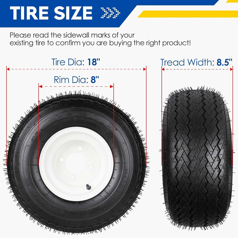 18x8.50-8" Mower Centered Hub Tires 2 Pack 2.83" Greased Bushing Tires for Riding Lawnmowers