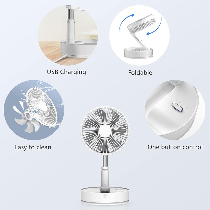 8" Portable Fan Foldable Oscillating Standing Fan 7200mAh Battery Operated Fan for Bedroom Office Travel