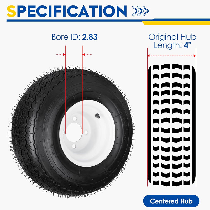 18x8.50-8" Mower Centered Hub Tires 2 Pack 2.83" Greased Bushing Tires for Riding Lawnmowers