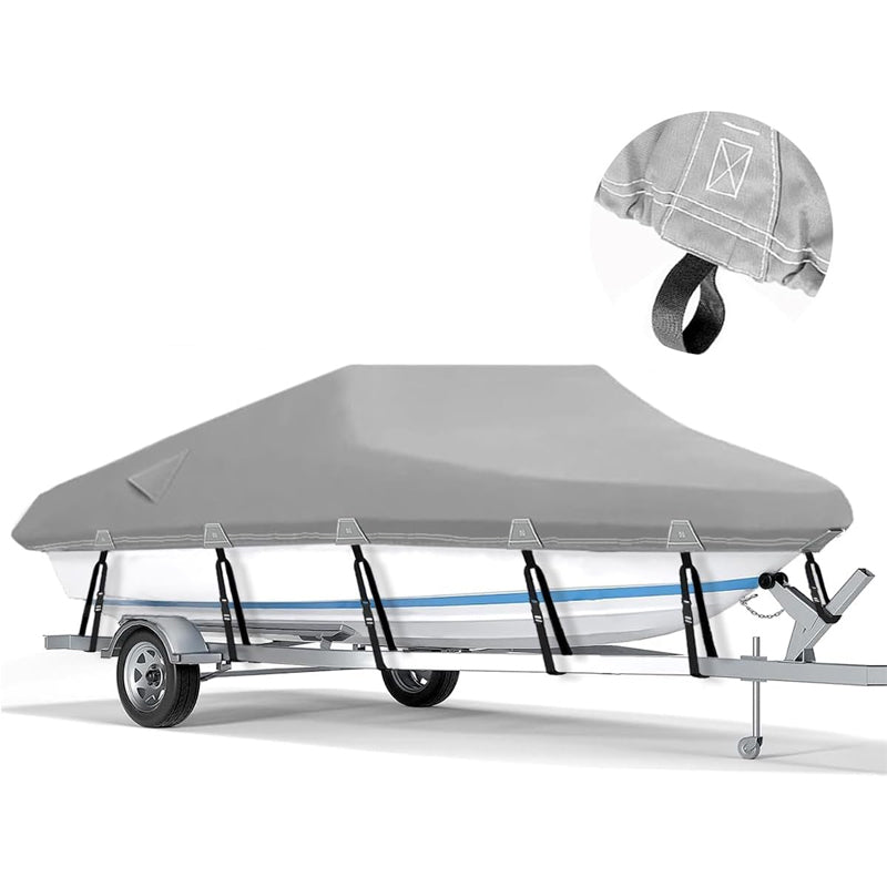 17'-19' Boat Cover Heavy Duty 600D Waterproof Boat Cover for V-Hull Tri-Hull Runabout Bass Boat Fish Ski Boat