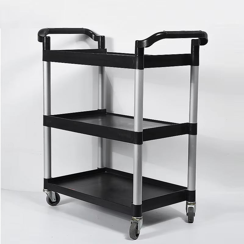 Commercial plastic 3 Shelf Three Shelves Rack Service Cart Utility Trolley Shelving Rack with 4 Casters