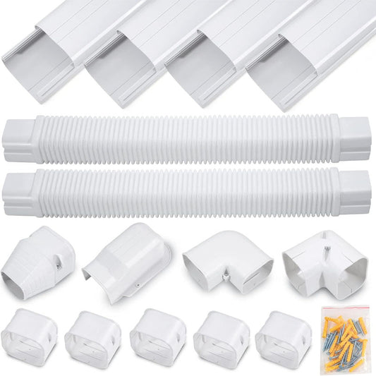 3inch W17Ft L PVC Decorative Line Set Cover Kit Mini Split line Set Cover Easy to Install, Paintable for Heat Pumps, White About this item