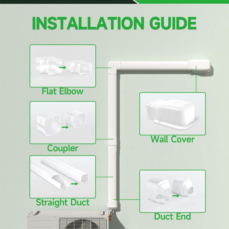 4” 11 Ft Mini Split Line Accessories Set Cover  PVC & PP Line Cover Set Universal for Ductless Mini Air Conditioners and Heat Pumps with Flexible Duct