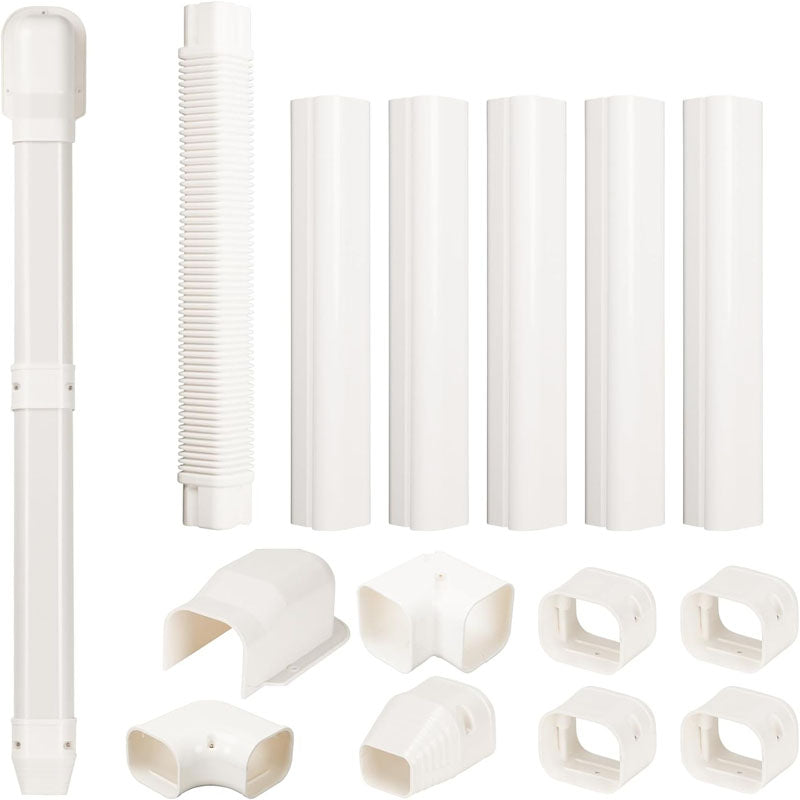 Accessories Mini Split Line Set Cover 3-inch W 10Ft L with Straight Ducts & Full Components Easy to Install, Paintable for Heat Pumps, White