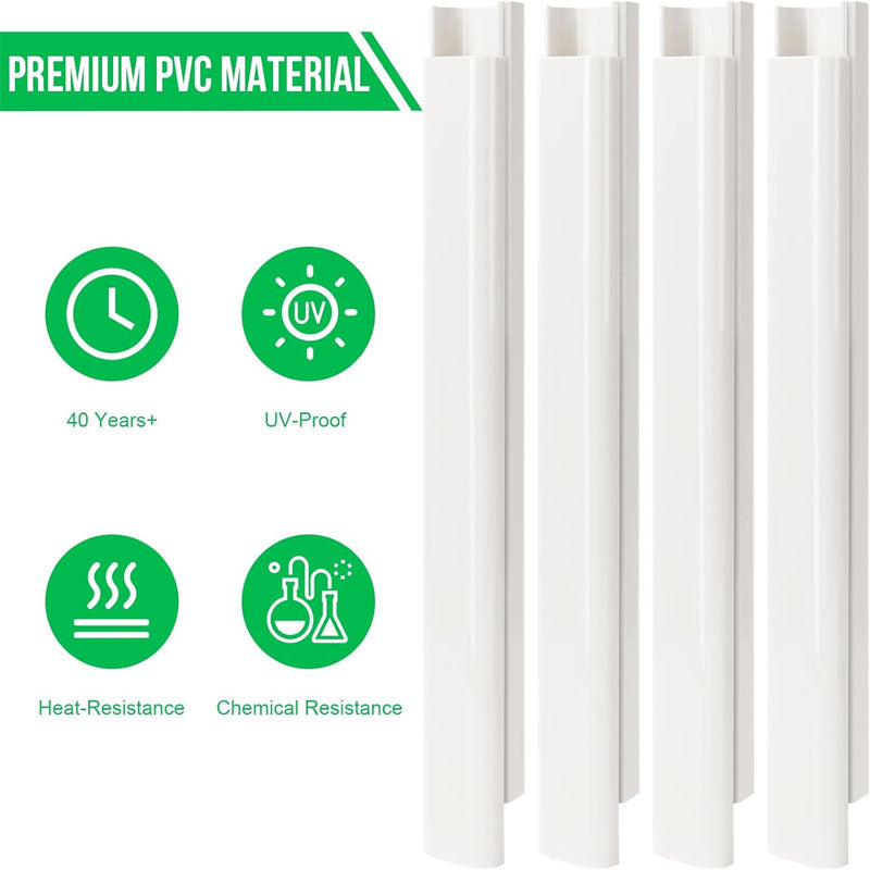 3 inch W 15.5Ft L Mini Split AC Line Cover Kit Decorative PVC Tubing Pipe Cover Set Easy to Install Paintable for Heat Pumps White