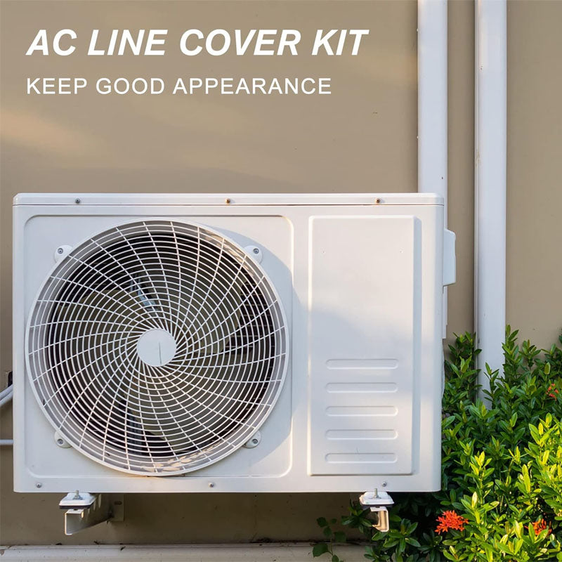 Accessories Mini Split Line Set Cover 3-inch W 10Ft L with Straight Ducts & Full Components Easy to Install, Paintable for Heat Pumps, White