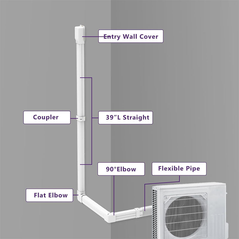 4in 25ft Mini Split PVC Line Set Cover Kit for Central Air Conditioners,AC Heat Pump Systems