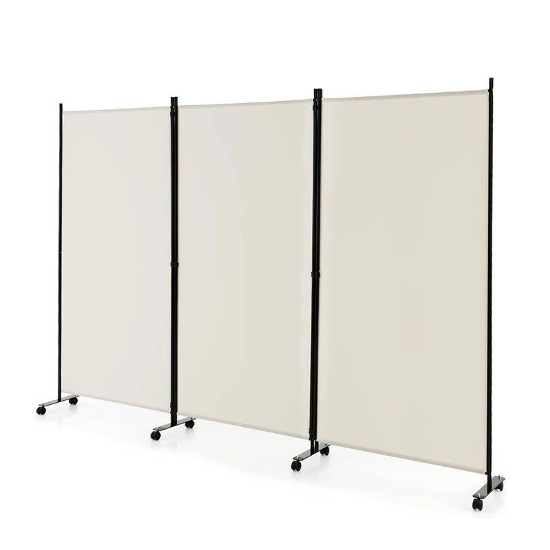 3 Panel Folding Room Divider, Privacy Screen With Lockable Wheels, Portable Room Divider Screen For Room, Office, Restaurant