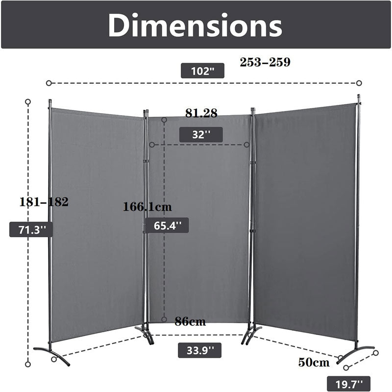 Indoor Room Divider, Portable Office Partition, Room Divider Wall Screen 3 Pieces, Folding Partition Privacy Screen Wall