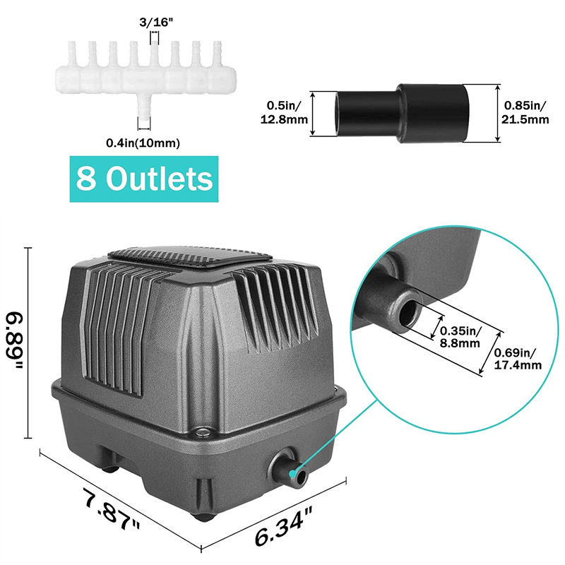 25W Pond And Lake Aeration System, Can Be Used As Septic Tank Air Pump, Koi Pond Aerator Or Hydroponic Air Pump