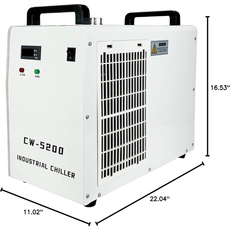 Air-Cooled Industrial Chiller 7L 0.9HP 5475btu/h 4.22gpm Water Cooling System for 40w-150w CO2 Laser Engraving & Cutting