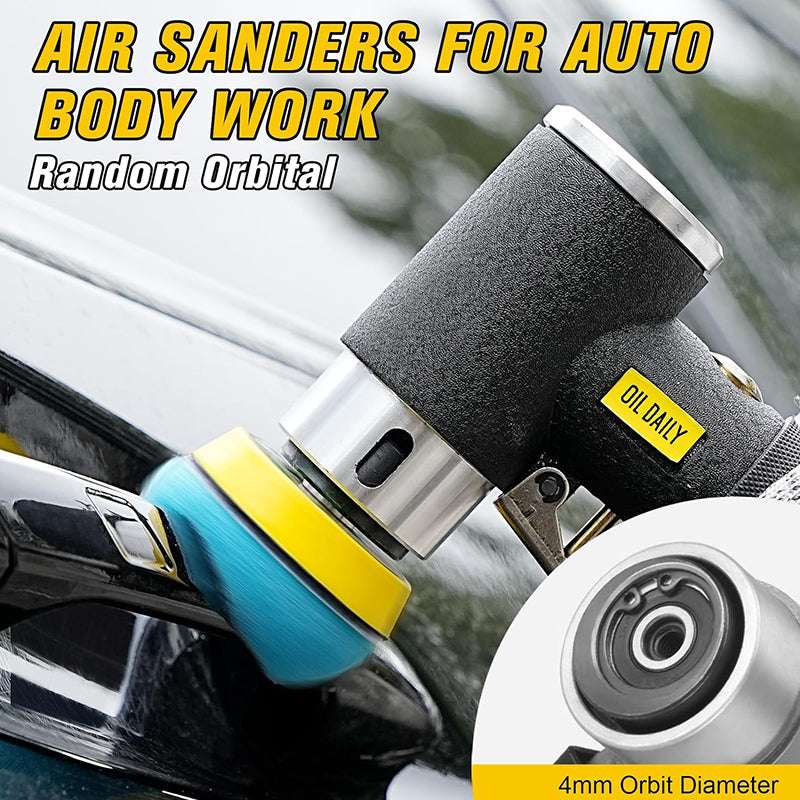 48Pcs 1'' 2'' 3'' Mini Random Orbital Air Sander Kit High Speed Mini Pneumatic Sander Polisher for Auto Body Work