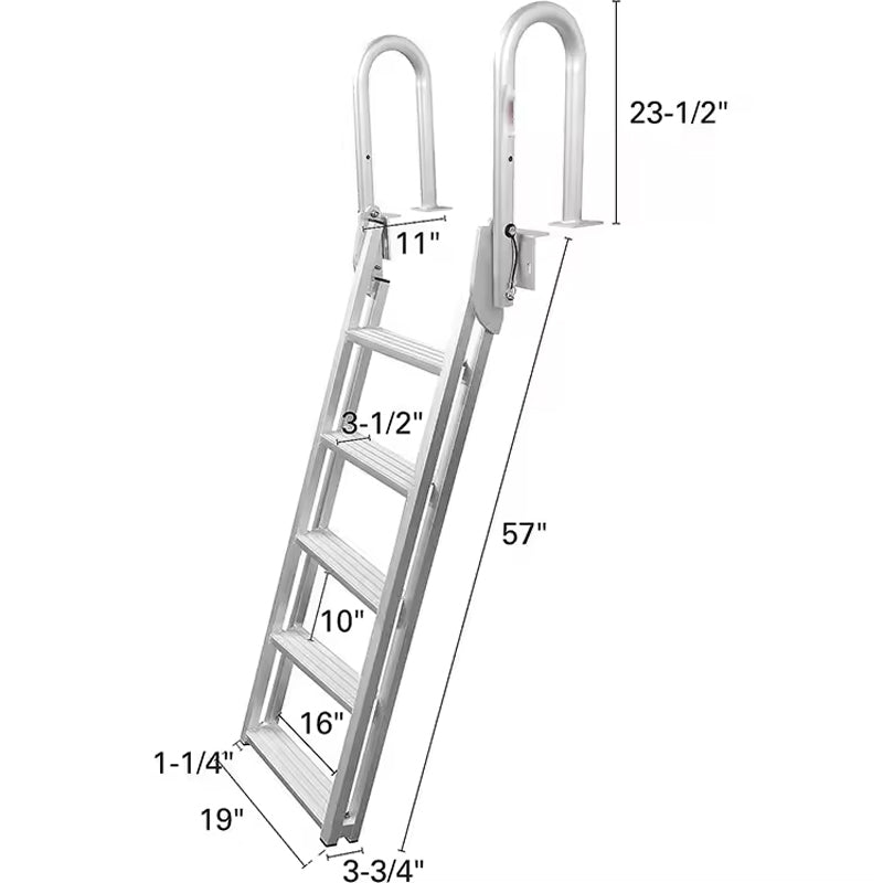Step Ladder 4"Aluminum For Boat Ship Yacht Ladder Marine Accessory Ladders Dock Ladder Flip Up 5 Steps
