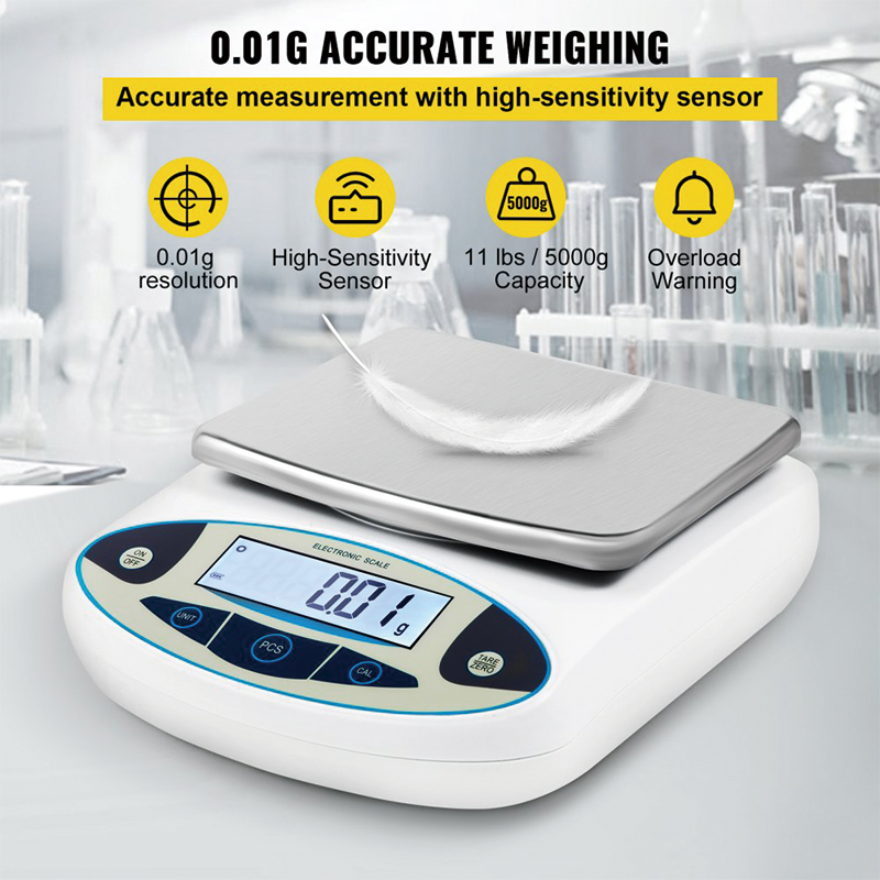 Analytical Balance, 5000g x 0.01g Accuracy Lab Scale, High Precision Electronic Analytical Balance Laboratory Precision Scale Digital Kitchen Balance Scale Jewelry Scale Scientific Scale
