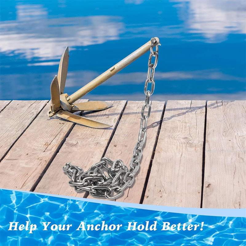 Marine Anchor Chain, 316 Stainless Steel Marine Grade Anchor Lead Chain With Double Locking Ring Shackle, Suitable For Different Anchors