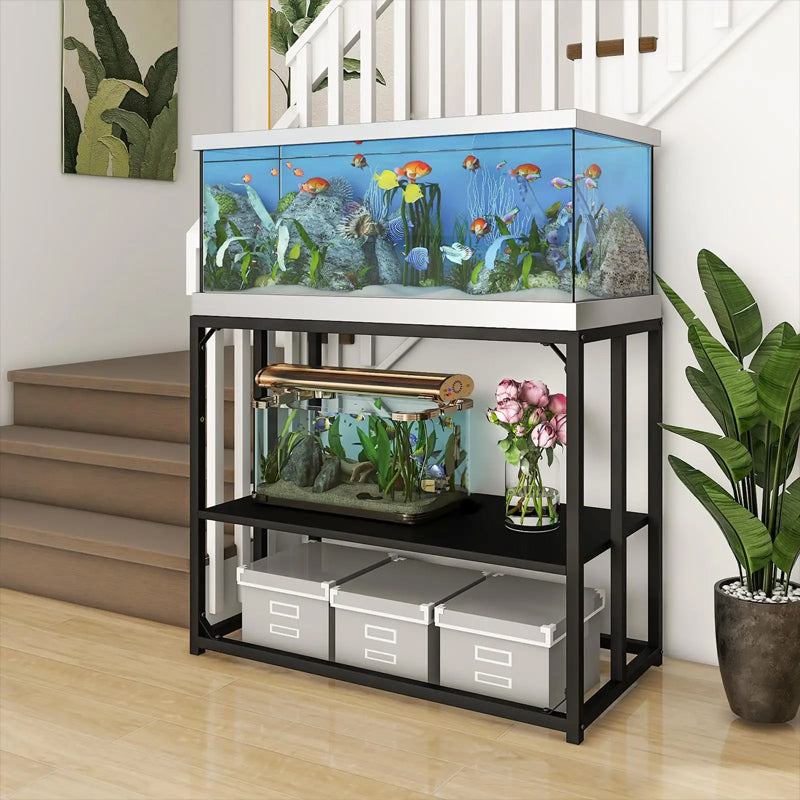 40 Gallon Aquarium Stand - Adjustable Fish Tank Stand, Heavy Duty Metal Reptile Tank Stand For Accessories Storage