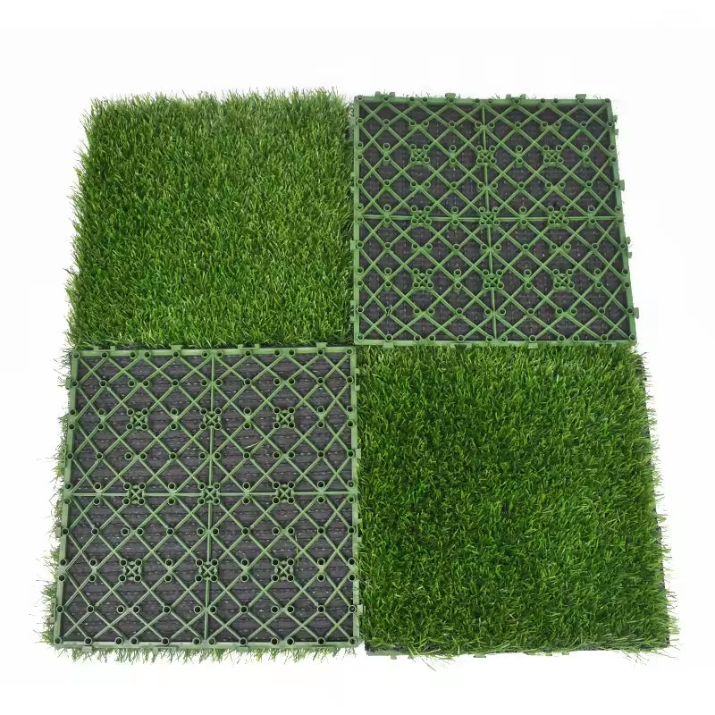 18 Pcs 12 x 12 Synthetic Grass Square Mats Artificial Grass Turf Patch Tiles Diy Grass Decoration