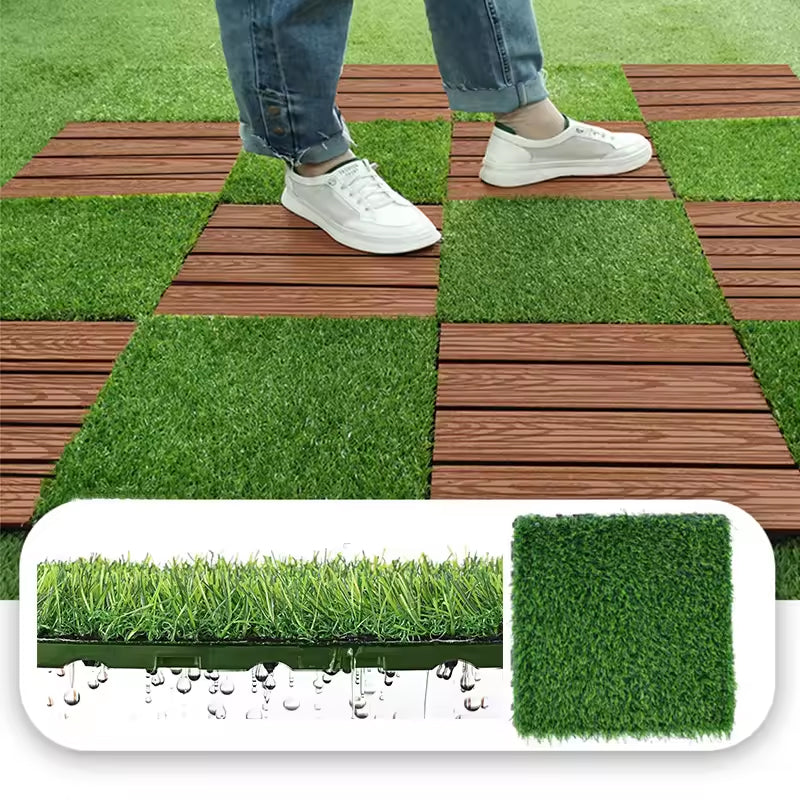 18 Pcs 12 x 12 Synthetic Grass Square Mats Artificial Grass Turf Patch Tiles Diy Grass Decoration