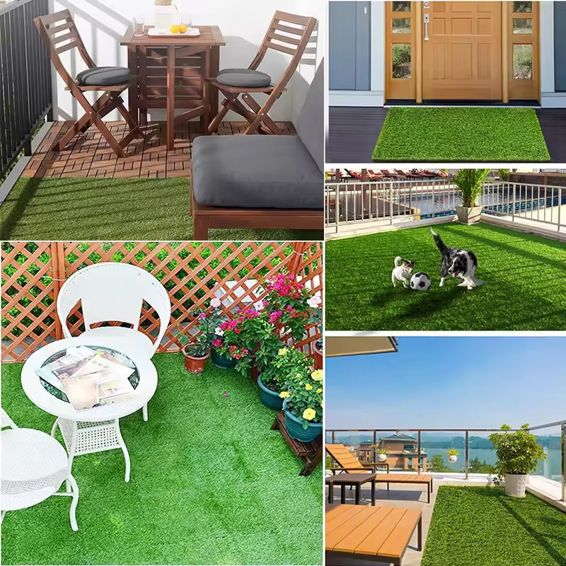 18 Pcs 12 x 12 Synthetic Grass Square Mats Artificial Grass Turf Patch Tiles Diy Grass Decoration