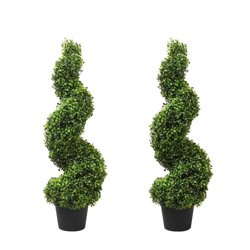 2 Pcs Faux Plant Artificial Plants Bonsai Boxwood Topiary 3Ft Spiral Tree For Home And Indoor Outdoor Decoration