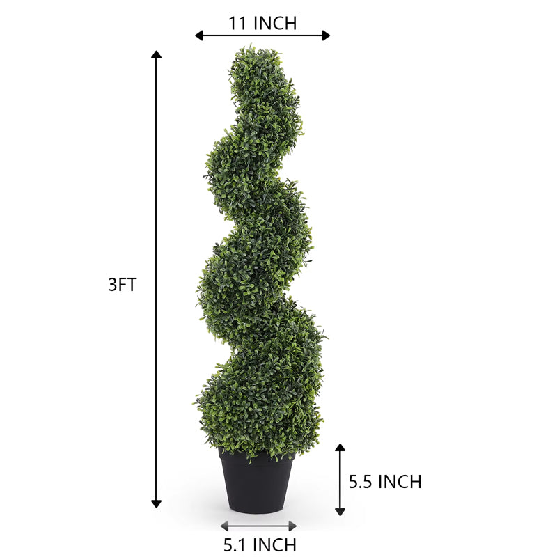 2 Pcs Faux Plant Artificial Plants Bonsai Boxwood Topiary 3Ft Spiral Tree For Home And Indoor Outdoor Decoration