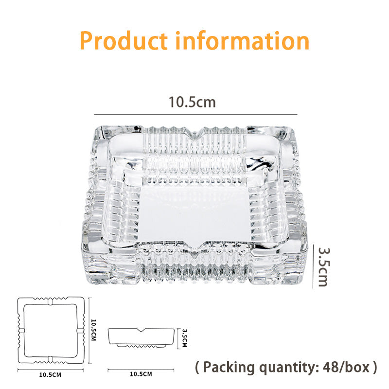 Thick And Transparent Square Glass Ashtray, Creative Crystal Glass Ashtray, Hotel And Household Ashtray