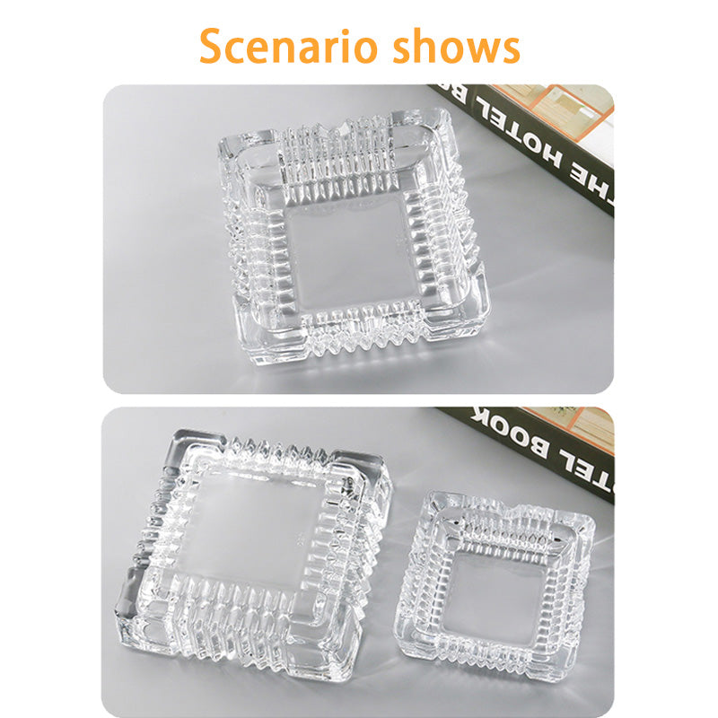 Thick And Transparent Square Glass Ashtray, Creative Crystal Glass Ashtray, Hotel And Household Ashtray