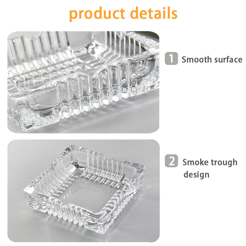 Thick And Transparent Square Glass Ashtray, Creative Crystal Glass Ashtray, Hotel And Household Ashtray
