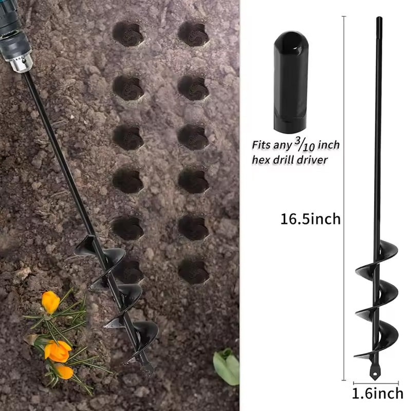 Extended Length Garden Auger Spiral Drill Bit for Planting Bulbs & Flowers Drill Bit Hole Digger for Flower & Bulb Planting