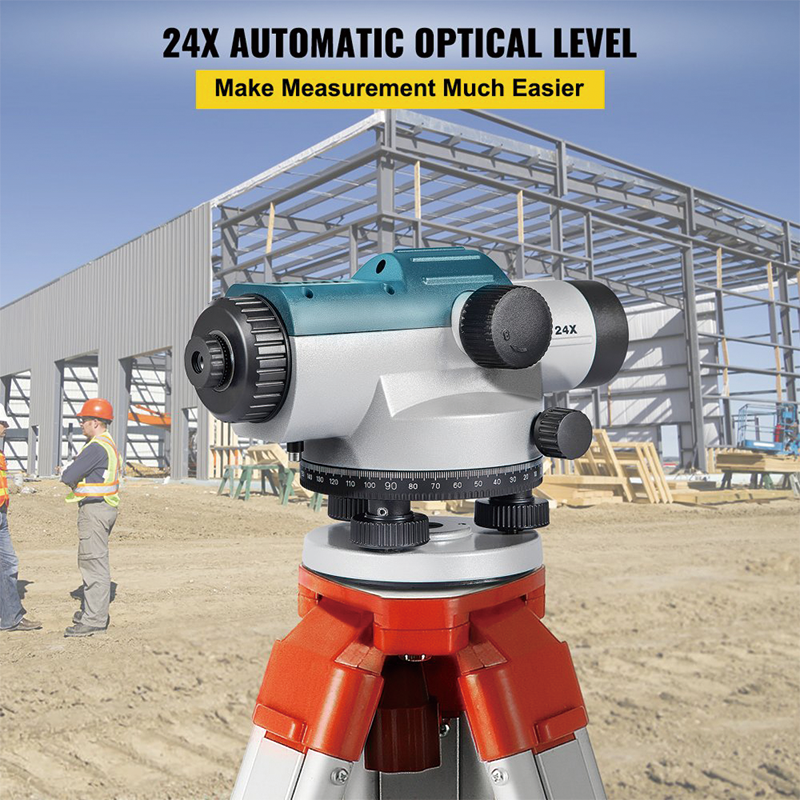 Automatic Optical Level 24X Optical Auto Level Kit High Precision Height/Distance/Angle Level Measure Builders Level with Magnetic Dampened Compensator and Transport Lock, Waterproof