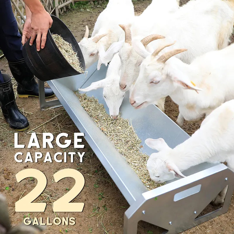 45"x20"x11" Portable Livestock Poultry Feeder For Horses Goat Antirust Galvanized Heavy-Duty Metal Sheep And Goat Feeder