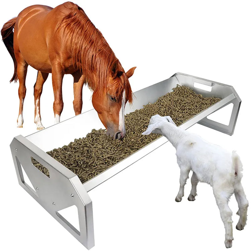 45"x20"x11" Portable Livestock Poultry Feeder For Horses Goat Antirust Galvanized Heavy-Duty Metal Sheep And Goat Feeder