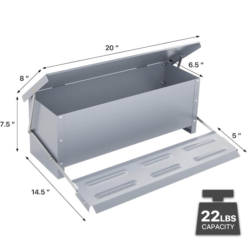 22 lb Automatic Poultry Feeder with Weatherproof Lid Poultry Feeders for Chicken Duck Outdoor