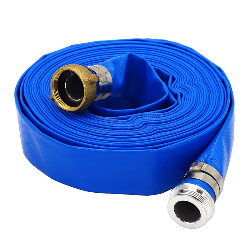 2 Inch ID × 50 Feet Pool Backwash Hose, Blue PVC Lay Flat Drain Pump Hose For Swimming Pool Draining And Cleaning Filter