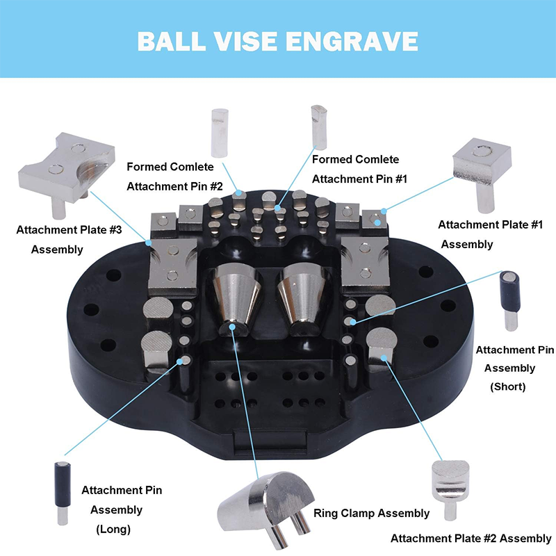 Ball Vise Engraving Tool Block 3 Inch with 35 Pieces Accessories Inlay Tools Professional Ball Vise Full Set Standard Inlay Diamond Full Set Jewelry Handmade