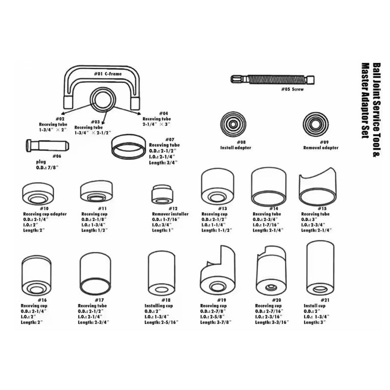 Universal 21Pcs Ball Joint Set Press Adapter Auto Repair Tool Kit Master Service Remover Installing Tools