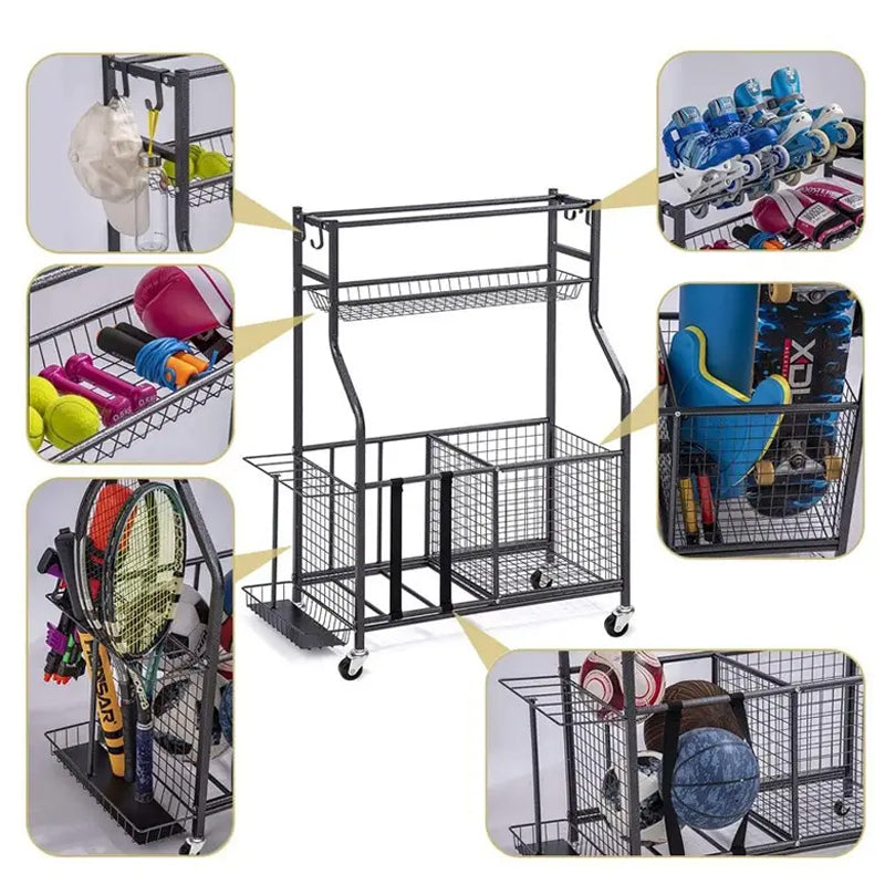 Golf Organizer Utility Stand And Other Sports Equipment Shelf Organization For Balls Garage Holder Diy Ball Hat Storage Rack